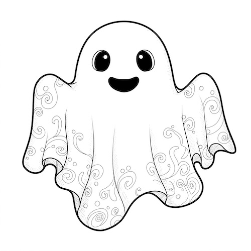 Coloriage de mignon fantôme