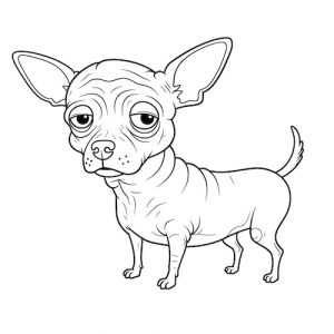 Coloriage de chihuahua cartoon blasé