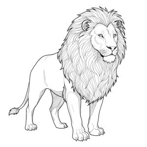Coloriage de lion majestueux réaliste